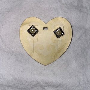 Gently Worn Brighton Silver and Pearl Post Earrings